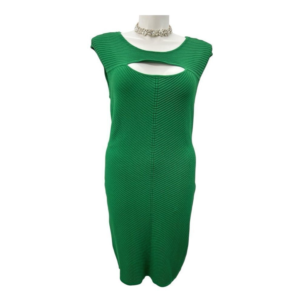 Vince Camuto Kelly Green Bodycon Midi Dress Crew Neck Sleeveless